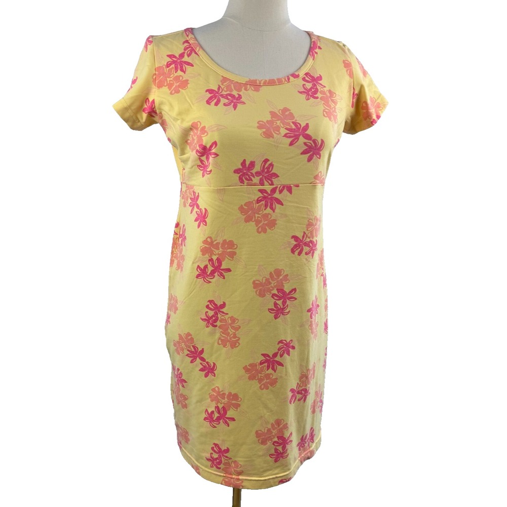 Lilly Pulitzer Yellow Pink Floral Shirt Dress Vintage Womens‎ Medium